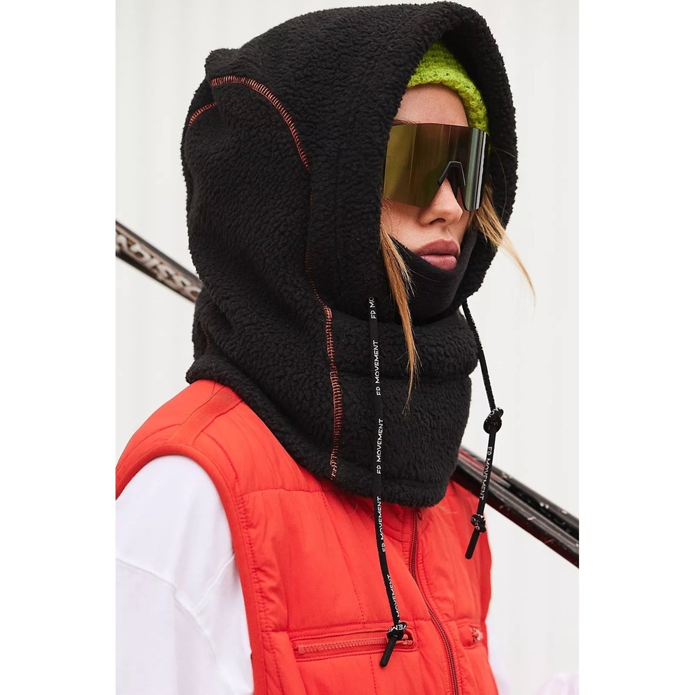FP Movement Hit The Slopes Balaclava Womens One Size Black Fleece Hood New